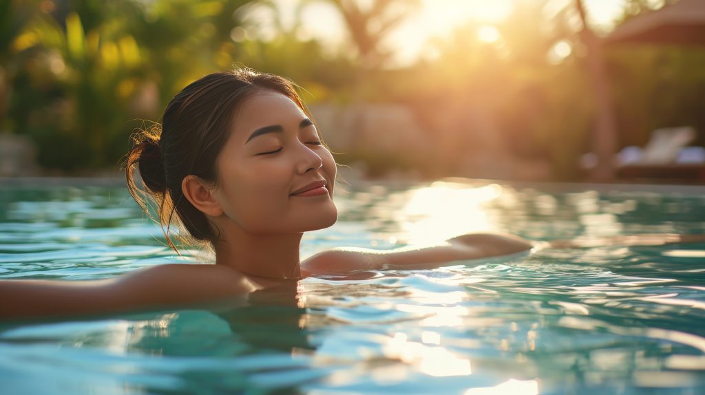 woman relaxing in a pool