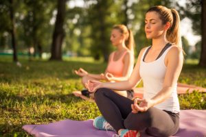 doing yoga together